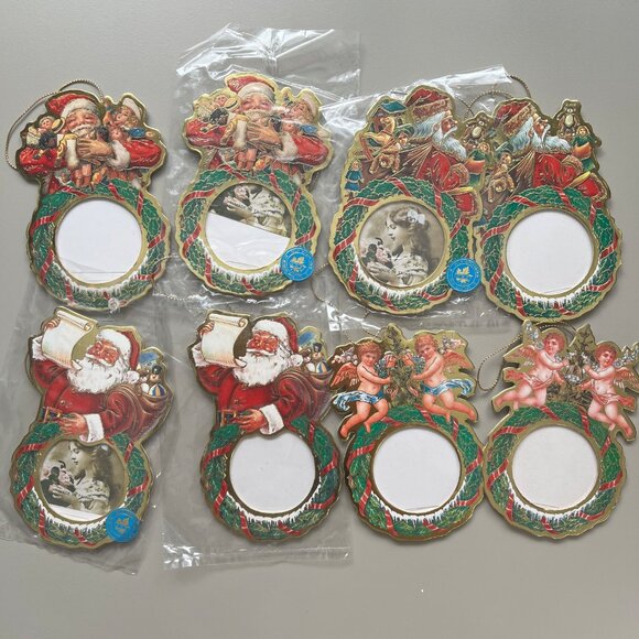 Vintage Victorian Christmas Ornaments 80s Scrap Die Cut Relief Bundle Set Angels - Picture 8 of 9